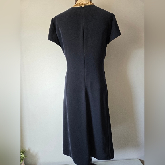 ARMANI COLLEZIONE  Navy Blue Short Sleeve Faux Wrap Midi Dress. Size 10 - Picture 6 of 15